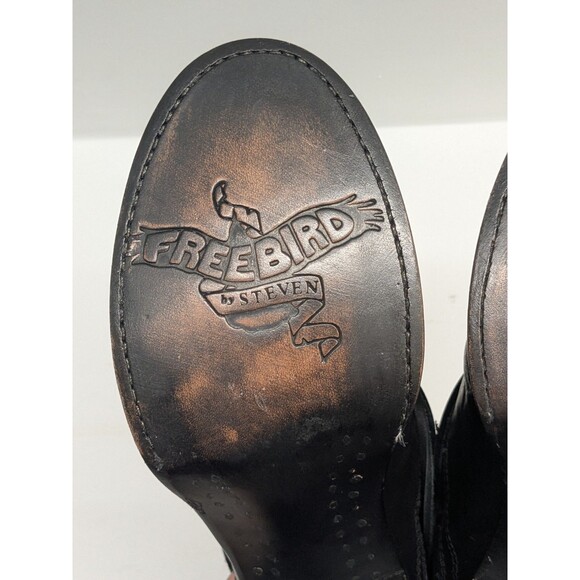 New Freebird by Steven Casey Ankle Bootie Black Leather Women's Size 7.5 Moto - Picture 6 of 10